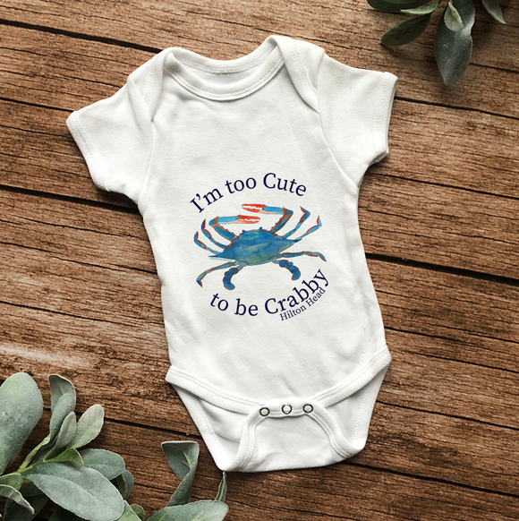 Crabby but Cute Baby Onesie Bodysuit (Non-Footed) - Baby Blue Poppy Designs Newborn Art Only 