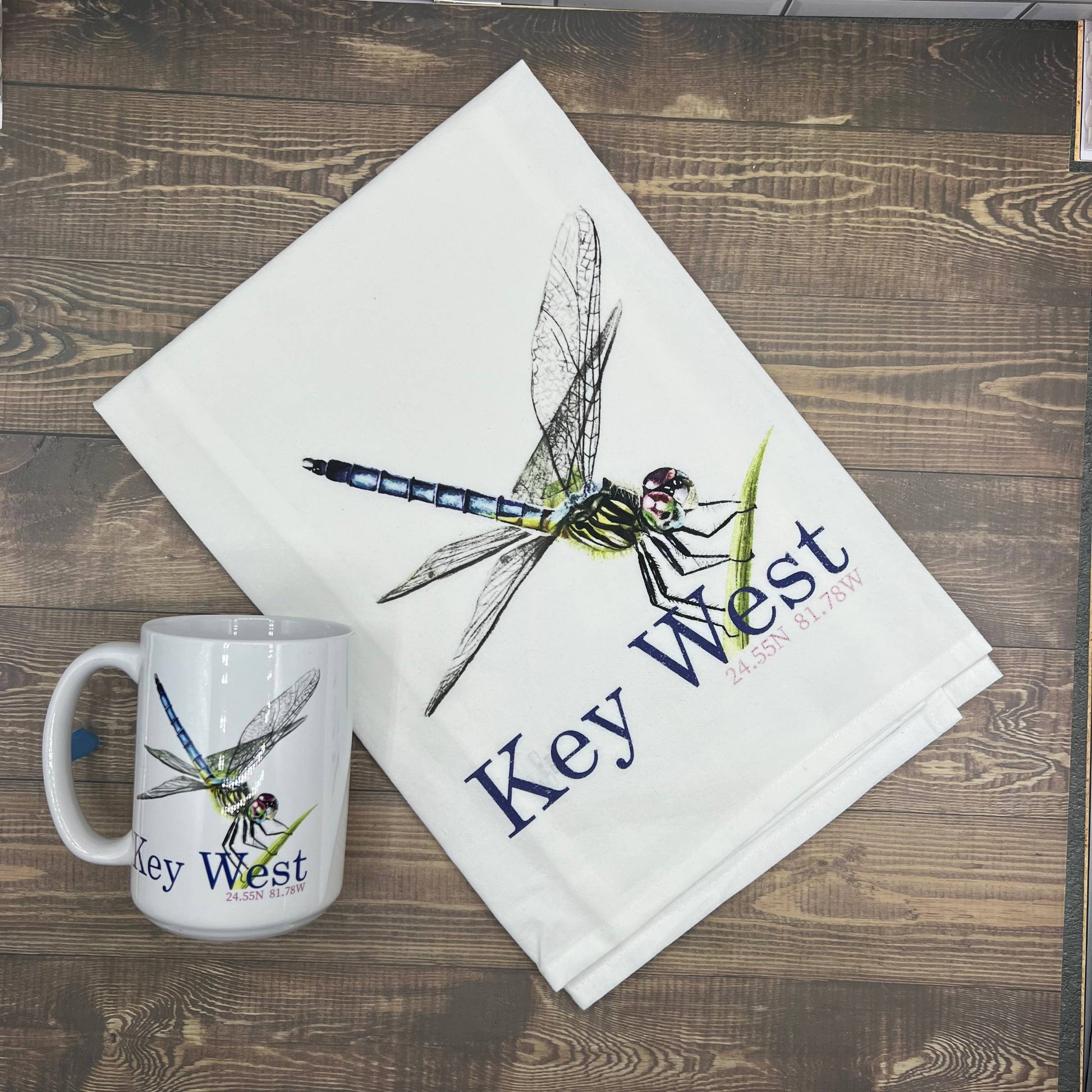 Dragonfly 15 oz Coffee Mug - Customize it with your town Coffee Mug/Cup Blue Poppy Designs   