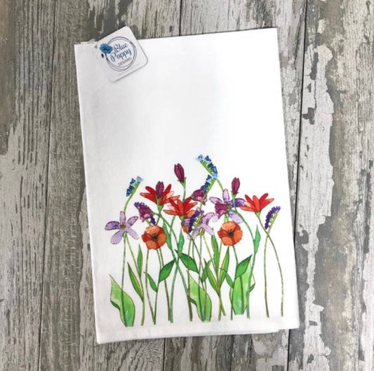Watercolor Wildflowers Kitchen Towel Kitchen Towel/Dishcloth Blue Poppy Designs Art Only