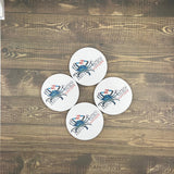 Blue Crab Ceramic Round Coaster - Customize with your town Coasters Blue Poppy Designs   