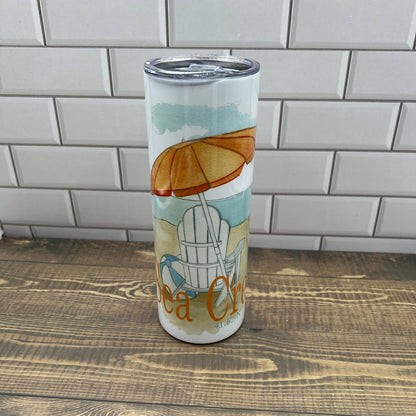Orange Umbrella 20 oz Tumbler - Customize with your town Drinking Glass/Tumbler Blue Poppy Designs Art Only  