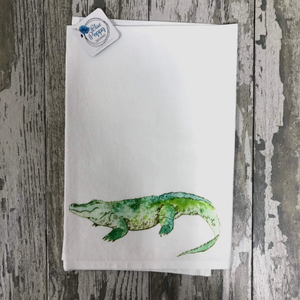 Watercolor Alligator Kitchen Towel Kitchen Towel/Dishcloth Blue Poppy Designs 27x27 Art Only 