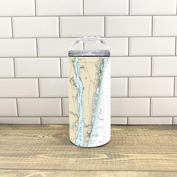 Nautical Map 4 in 1 Can Cooler-Customize it with your town Insulated Mug/Tumbler Blue Poppy Designs Art Only  