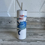Blue Crab 30 oz Tumbler - Customize it with your town Drinking Glass/Tumbler Blue Poppy Designs Art Only  