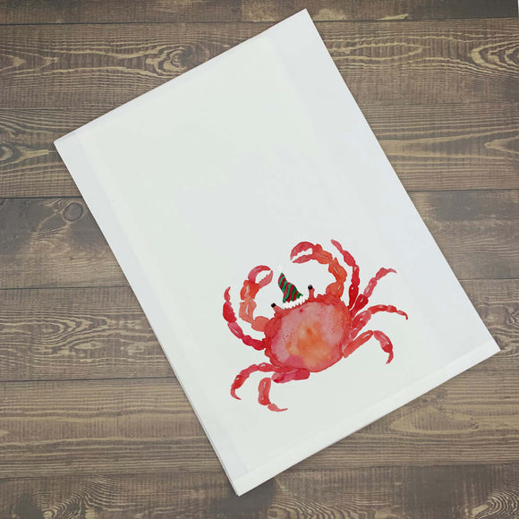 Red Christmas Crab Kitchen Towel Kitchen Towel/Dishcloth Blue Poppy Designs Art Only  
