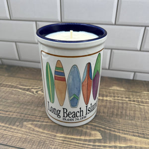Surf Board Ceramic Candle - Customize it with name Your Town Jar/Filled Candle Blue Poppy Designs Navy Apples & Maple Bourbon 