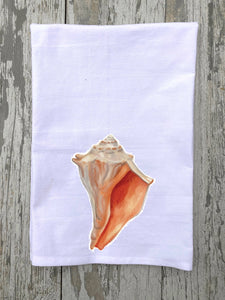 Whelk Shell Watercolor Kitchen Towel Tea Towel Blue Poppy Designs 27x27 Art Only 