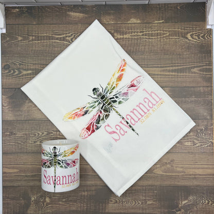 Custom Your Town Dragonfly watercolor 27x27 Kitchen Towel Kitchen Towel/Dishcloth Blue Poppy Designs   