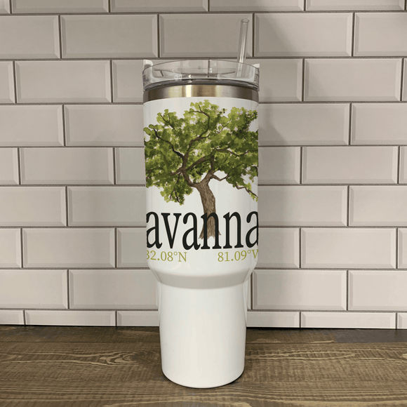 Oak Tree 40oz Tumbler - Name Drop with your town Insulated Mug/Tumbler Blue Poppy Designs Art Only  