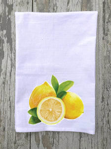 Watercolor Lemons Kitchen Towel Kitchen Towel/Dishcloth Blue Poppy Designs 27x27 White Art Only