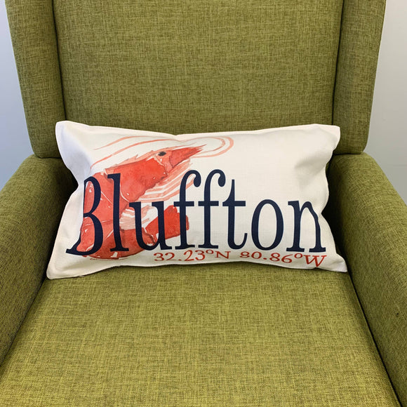 Shrimp Pillow - Customize with Your Town Throw/Decorative Pillow Blue Poppy Designs white  