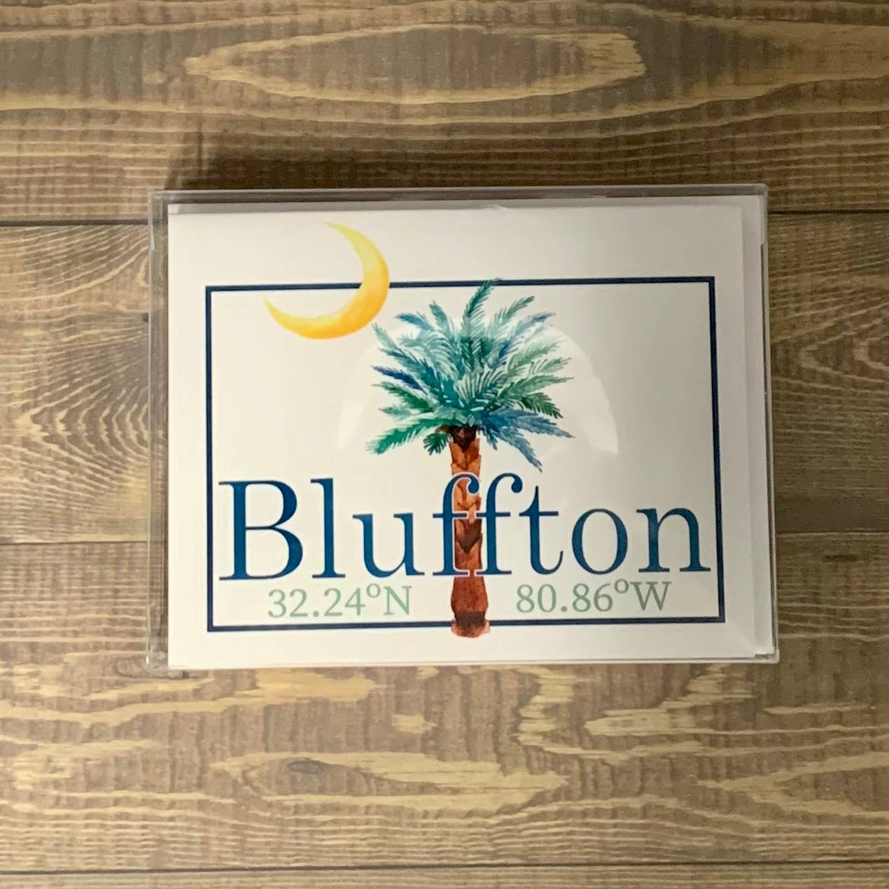 Palm & Moon Note Cards - Set of 8 cards Stationery/Notecard Set Blue Poppy Designs Art Only  