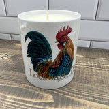 Rooster ceramic Candle - Customize it with your town Jar/Filled Candle Blue Poppy Designs   