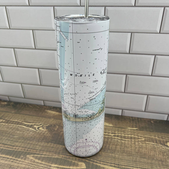 Nautical Map 30 oz Tumbler - customize with your town's map Drinking Glass/Tumbler Blue Poppy Designs Default Title  