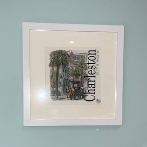 Charleston Carriage Watercolor Print Framed or Unframed Art Print Blue Poppy Designs Small Framed 