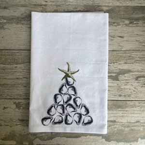 Christmas Watercolor Oyster Tree Kitchen Towel Kitchen Towel/Dishcloth Blue Poppy Designs   