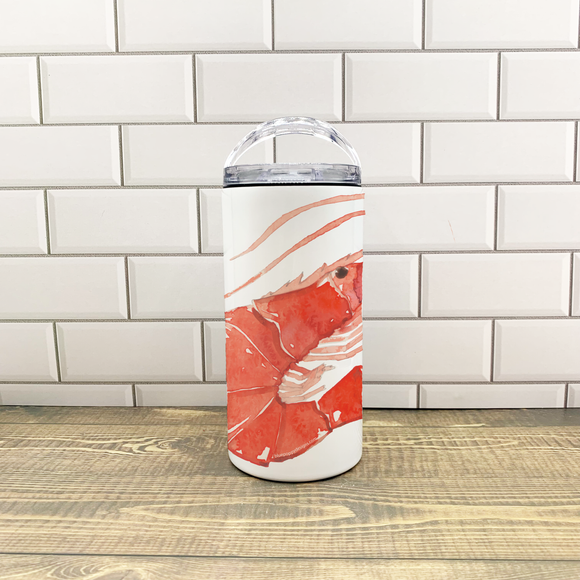 Shrimp 4 in 1 Can Cooler - Customize it with your town Drinking Glass/Tumbler Blue Poppy Designs   
