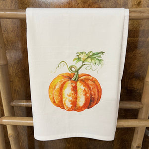 Pumpkin (watercolor painting) 27 x 27 Kitchen Towel Kitchen Towel/Dishcloth Blue Poppy Designs White Art Only 