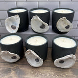 Oyster Shell candle - 13 oz matte gray ceramic candle vessel Jar/Filled Candle Blue Poppy Designs   