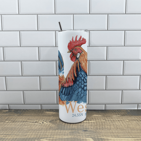 Rooster 30 oz Tumbler - Customize it with your town Insulated Mug/Tumbler Blue Poppy Designs Art Only  