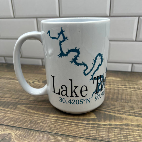 Custom Choose your Lake Ceramic Coffee Mug 15 oz Coffee Mug/Cup Blue Poppy Designs Default Title  