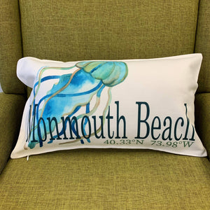 Jellyfish Pillow - Customize with Your Town Throw/Decorative Pillow Blue Poppy Designs white  