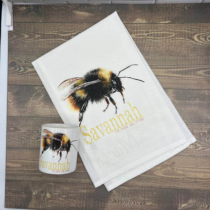 Custom Your Town Bee (watercolor) 27x27 Kitchen Towel Kitchen Towel/Dishcloth Blue Poppy Designs   