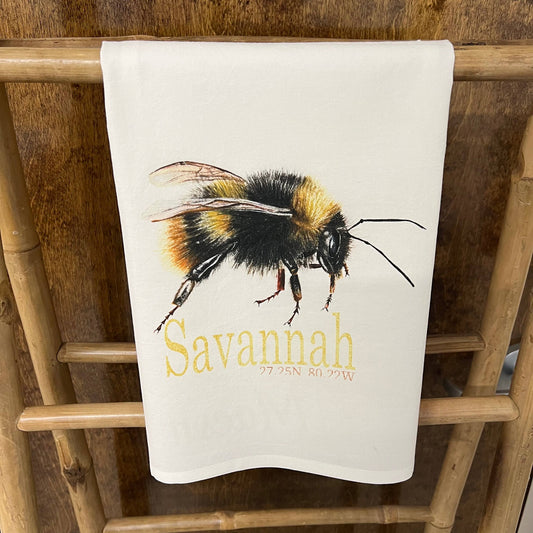 Custom Your Town Bee (watercolor) 27x27 Kitchen Towel Kitchen Towel/Dishcloth Blue Poppy Designs White Your Town (Customized) 