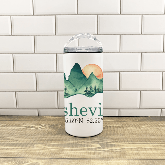 Mountains 4 in 1 Can Cooler- Customize it with your town Insulated Mug/Tumbler Blue Poppy Designs Art Only  