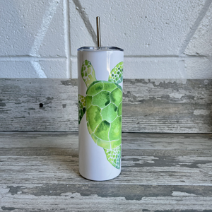 Green Turtle 20 oz Tumbler - Customize it with your town Drinking Glass/Tumbler Blue Poppy Designs   
