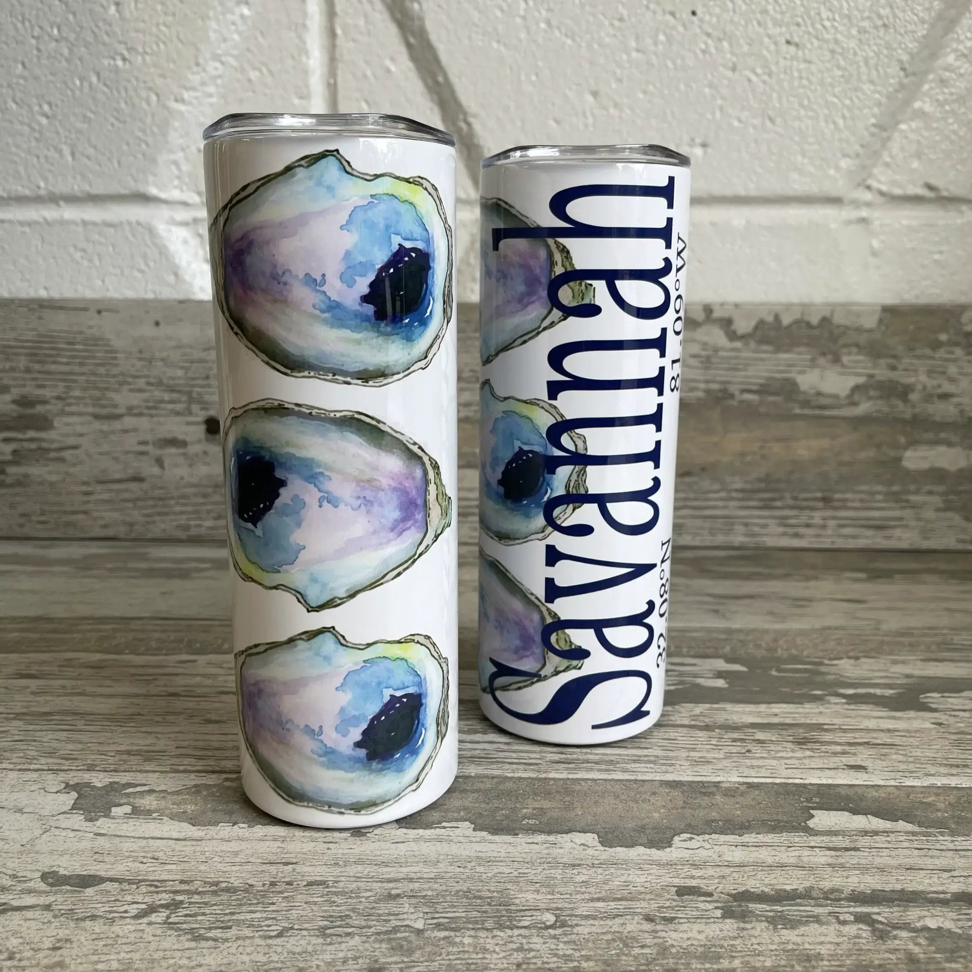 Triple Oyster 30 oz Tumbler - Customize it with your town Drinking Glass/Tumbler Blue Poppy Designs Art Only  