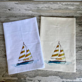 Sailboat Kitchen Towel Kitchen Towel/Dishcloth Blue Poppy Designs White Art Only 
