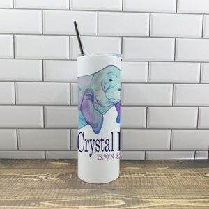 Manatee 20oz Tumbler - Customize it with your town Drinking Glass/Tumbler Blue Poppy Designs Art Only  