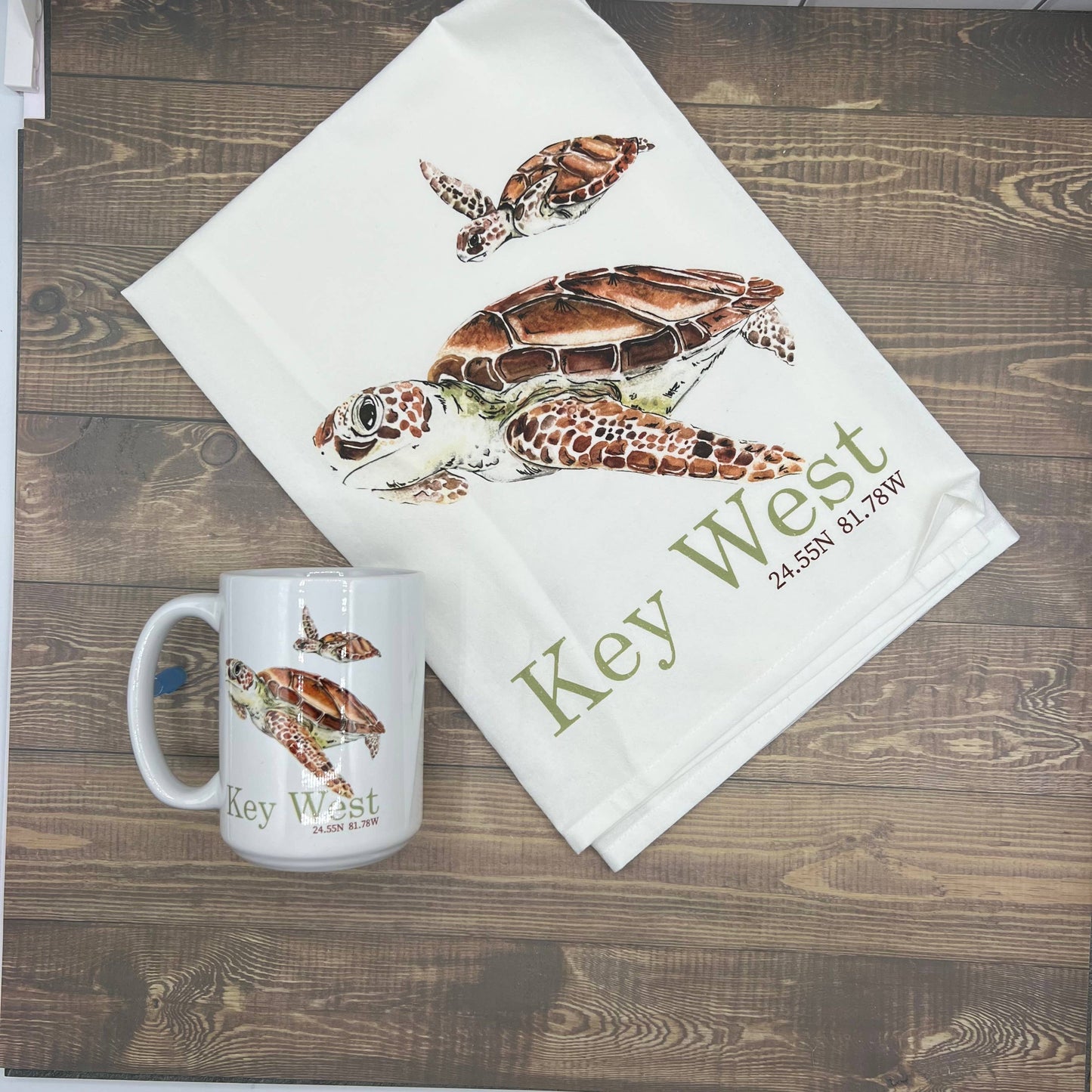 Sea Turtle 15 oz Coffee Mug - Customize it with your town Coffee Mug/Cup Blue Poppy Designs   