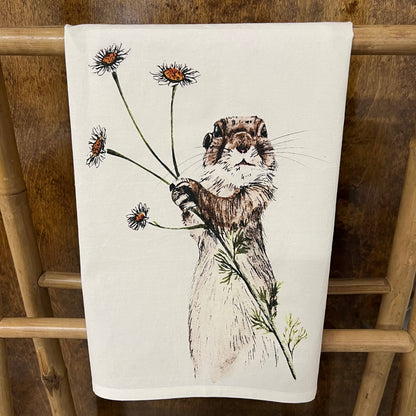 Custom Your Town Prairie Dog 27 x 27 Kitchen Towel Kitchen Towel/Dishcloth Blue Poppy Designs Art Only  
