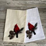 Watercolor Cardinal Kitchen Towel Kitchen Towel/Dishcloth Blue Poppy Designs 27x27 White Art Only