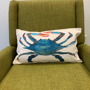 Lumbar Blue Crab Pillow Throw/Decorative Pillow Blue Poppy Designs white  