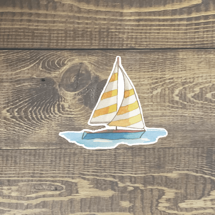 Sailboat Design Vinyl Stickers Sticker Blue Poppy Designs Default Title  