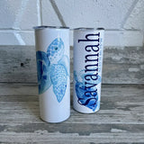 Blue Turtle 30 oz Tumbler - Customize it with your town Drinking Glass/Tumbler Blue Poppy Designs   