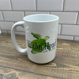 Green Turtle 15oz Coffee Mug - Customize it with your town Coffee Mug/Cup Blue Poppy Designs Art Only  