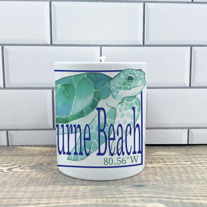 Teal Turtle Ceramic Candle - Customize it with your town Jar/Filled Candle Blue Poppy Designs Apples & Maple Bourbon  