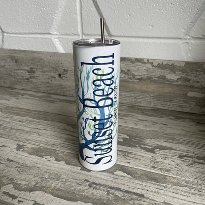 Blue Coral 30 oz Tumbler - Customize it with your town Drinking Glass/Tumbler Blue Poppy Designs Art Only  