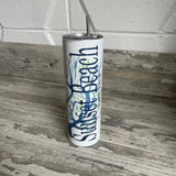 Blue Coral 30 oz Tumbler - Customize it with your town Drinking Glass/Tumbler Blue Poppy Designs Art Only  