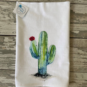 Watercolor Cactus Kitchen Towel Kitchen Towel/Dishcloth Blue Poppy Designs 27x27 White Art Only