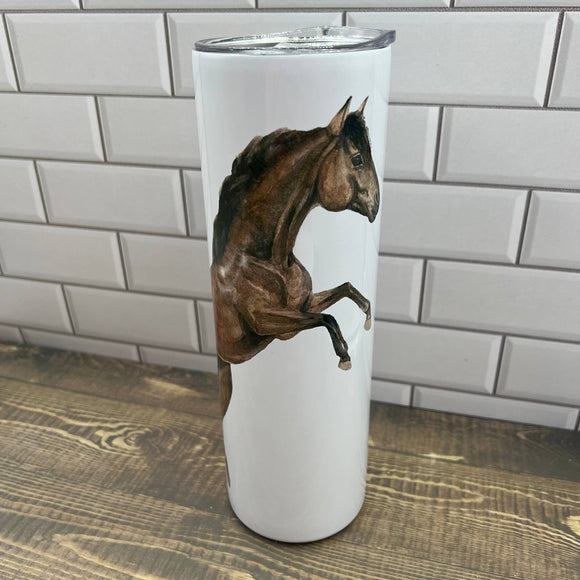 Horse 20 oz Tumbler - Customize it with your town Drinking Glass/Tumbler Blue Poppy Designs Art Only  