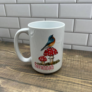 Bluebird 15 oz Coffee Mug - Customize it with your town Coffee Mug/Cup Blue Poppy Designs Art Only  