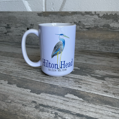 Watercolor Heron Ceramic Mug Coffee Mug/Cup Blue Poppy Designs   