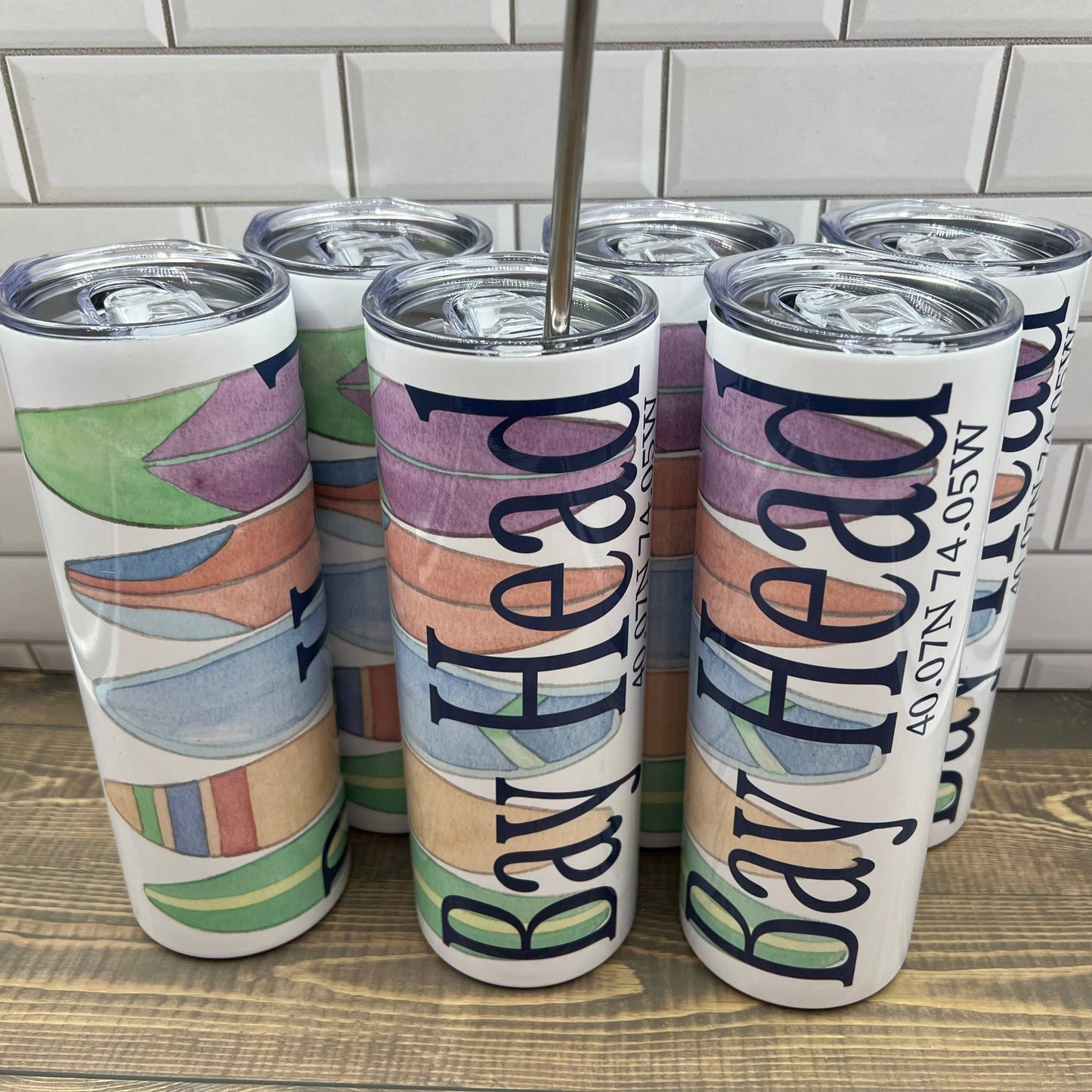 Surfboards 30 oz Tumbler - Customize it with your town Drinking Glass/Tumbler Blue Poppy Designs   