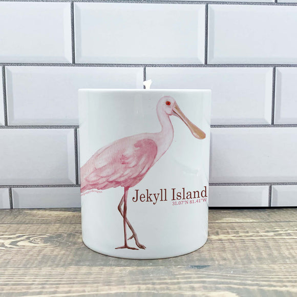 Spoonbill ceramic Candle - Customize it with your town Jar/Filled Candle Blue Poppy Designs Apples & Maple Bourbon  