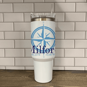 Compass 40oz Tumbler - Name Drop with your town Insulated Mug/Tumbler Blue Poppy Designs Art Only  